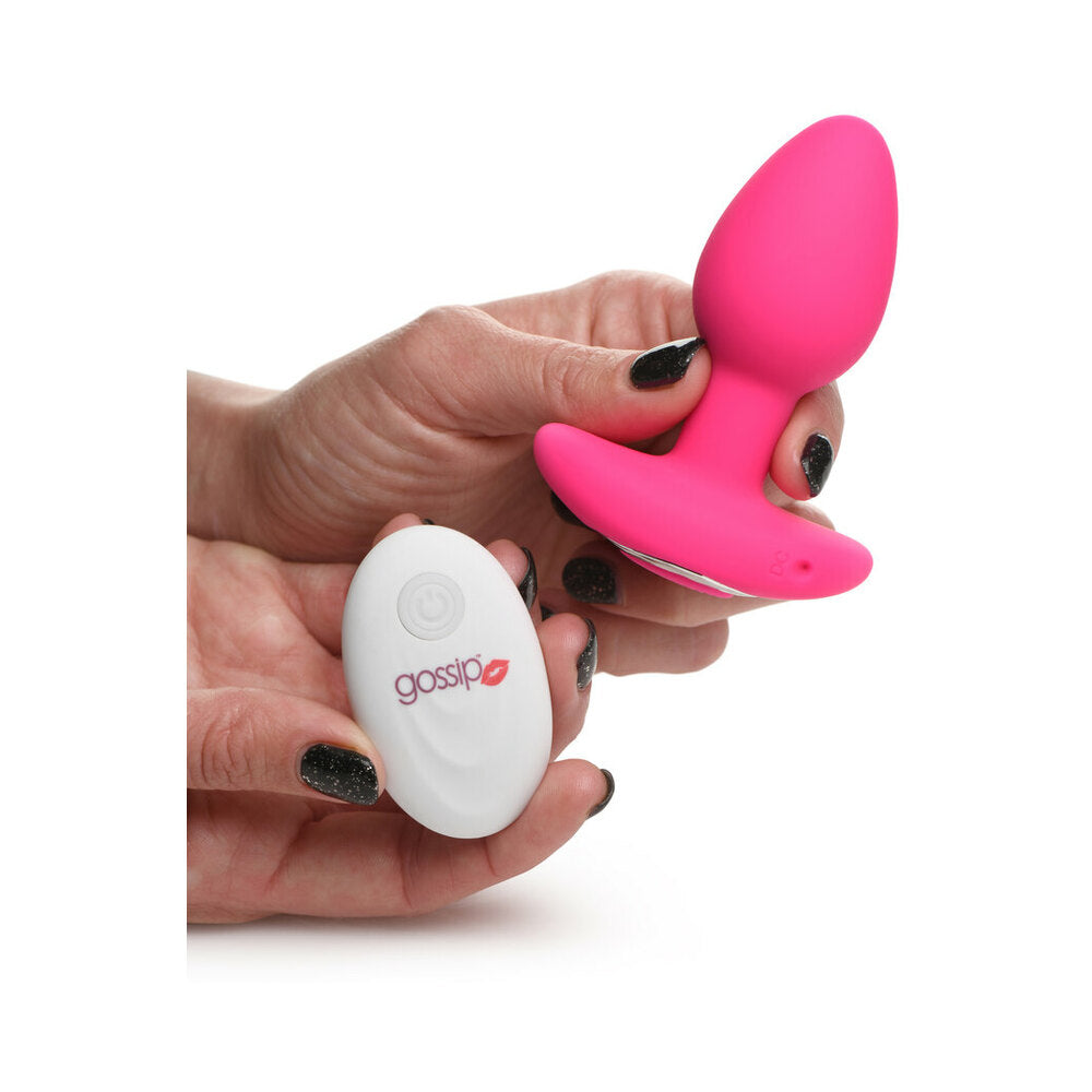 CURVE TOYS GOSSIP POP ROCKER RECHARGEABLE REMOTE-CONTROLLED SILICONE VIBRATING ANAL PLUG MAGENTA