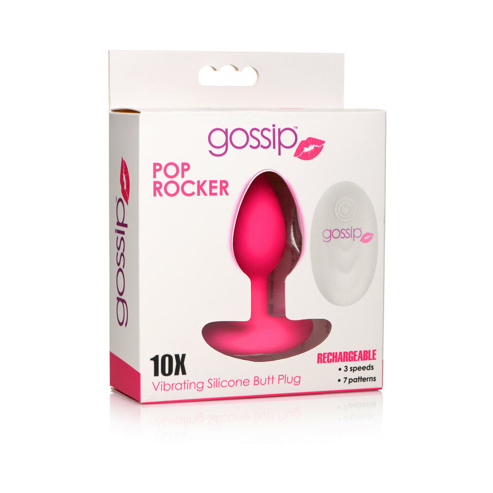CURVE TOYS GOSSIP POP ROCKER RECHARGEABLE REMOTE-CONTROLLED SILICONE VIBRATING ANAL PLUG MAGENTA