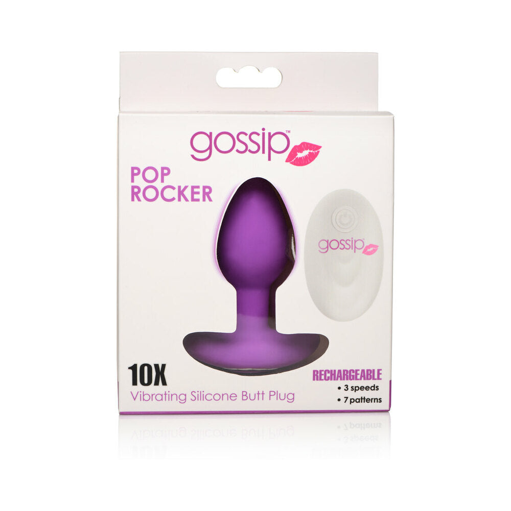 CURVE TOYS GOSSIP POP ROCKER RECHARGEABLE REMOTE-CONTROLLED SILICONE VIBRATING ANAL PLUG VIOLET