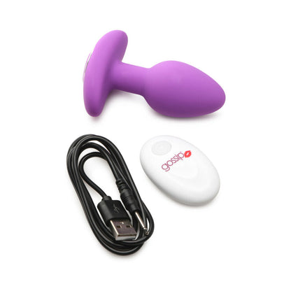 CURVE TOYS GOSSIP POP ROCKER RECHARGEABLE REMOTE-CONTROLLED SILICONE VIBRATING ANAL PLUG VIOLET