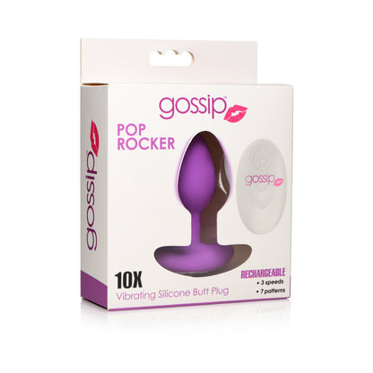 CURVE TOYS GOSSIP POP ROCKER RECHARGEABLE REMOTE-CONTROLLED SILICONE VIBRATING ANAL PLUG VIOLET