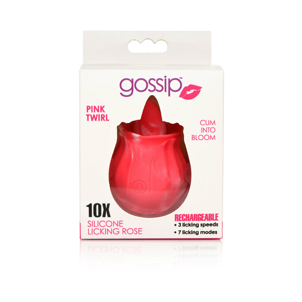 CURVE TOYS GOSSIP CUM INTO BLOOM RECHARGEABLE SILICONE LICKING ROSE PINK TWIRL