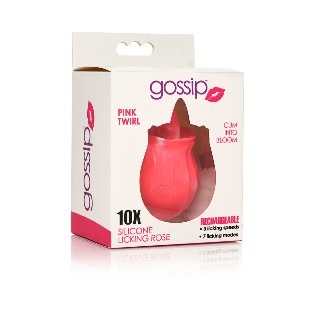 CURVE TOYS GOSSIP CUM INTO BLOOM RECHARGEABLE SILICONE LICKING ROSE PINK TWIRL