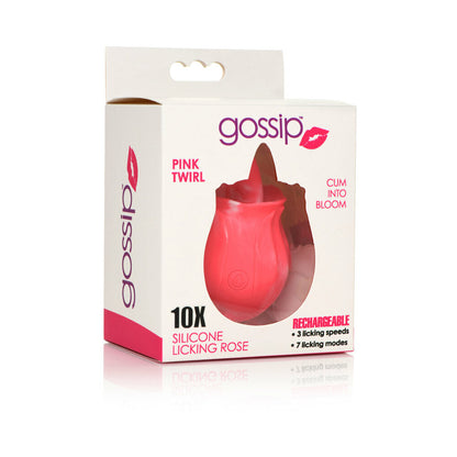 CURVE NOVELTIES - CURVE TOYS GOSSIP CUM INTO BLOOM RECHARGEABLE SILICONE LICKING ROSE PINK TWIRL