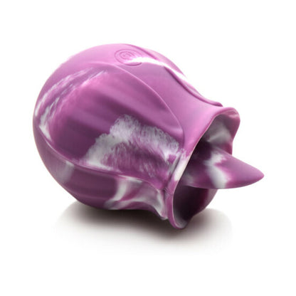 CURVE TOYS GOSSIP CUM INTO BLOOM RECHARGEABLE SILICONE LICKING ROSE PURPLE TWIRL