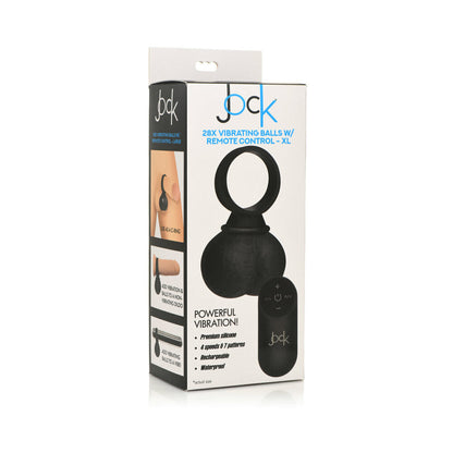 JOCK 28X VIBRATING SILICONE BALLS WITH REMOTE CONTROL XL BLACK
