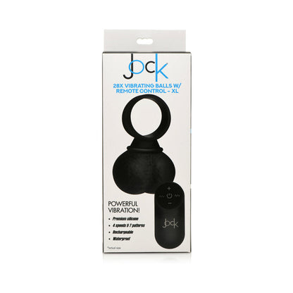 JOCK 28X VIBRATING SILICONE BALLS WITH REMOTE CONTROL XL BLACK