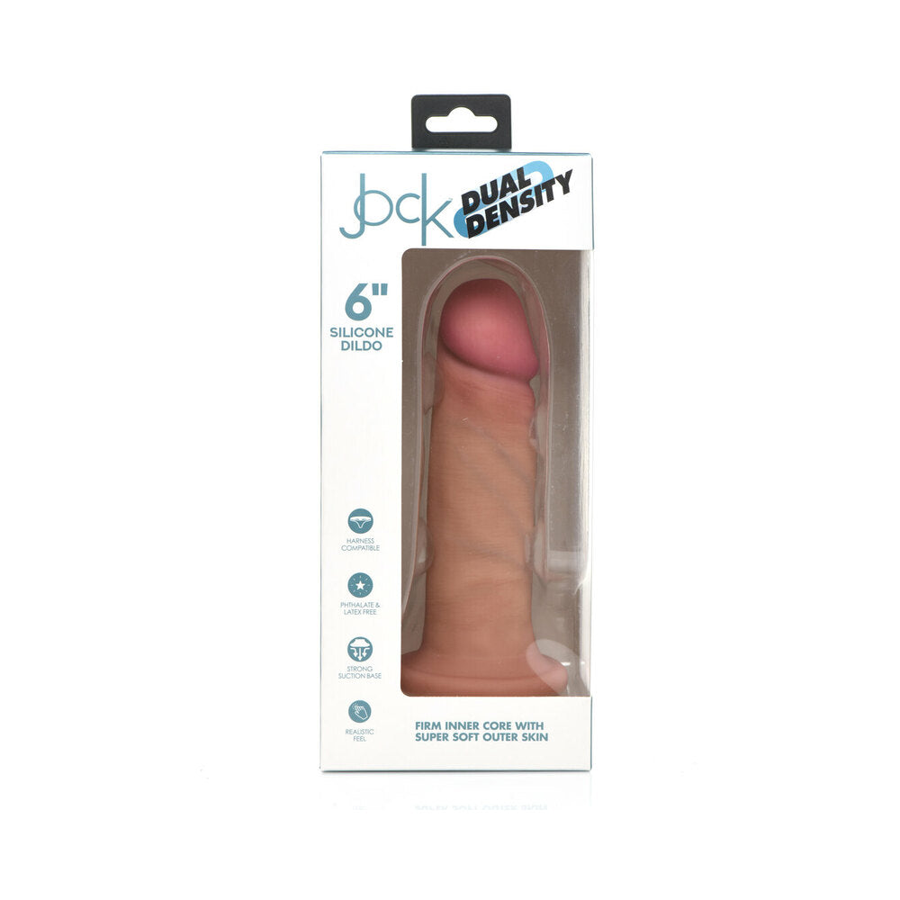 CURVE TOYS JOCK DUAL DENSITY 6 IN. SILICONE DILDO WITH SUCTION CUP LIGHT