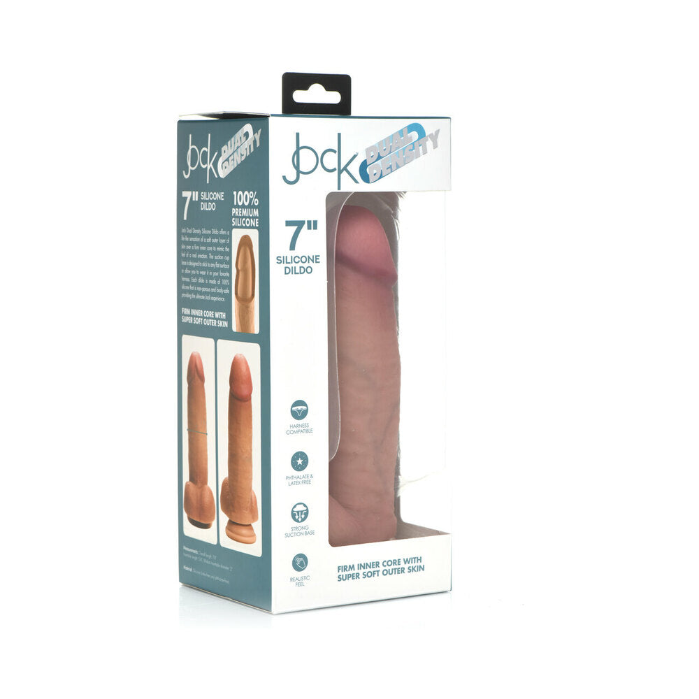 NOVEDADES CURVE - JUGUETE ERÓTICO CURVE JOCK DUAL DENSITY DILDO DE SILICONA DE 7 PULGADAS CON TESTÍCULOS Y VENTOSA LUMINOSA