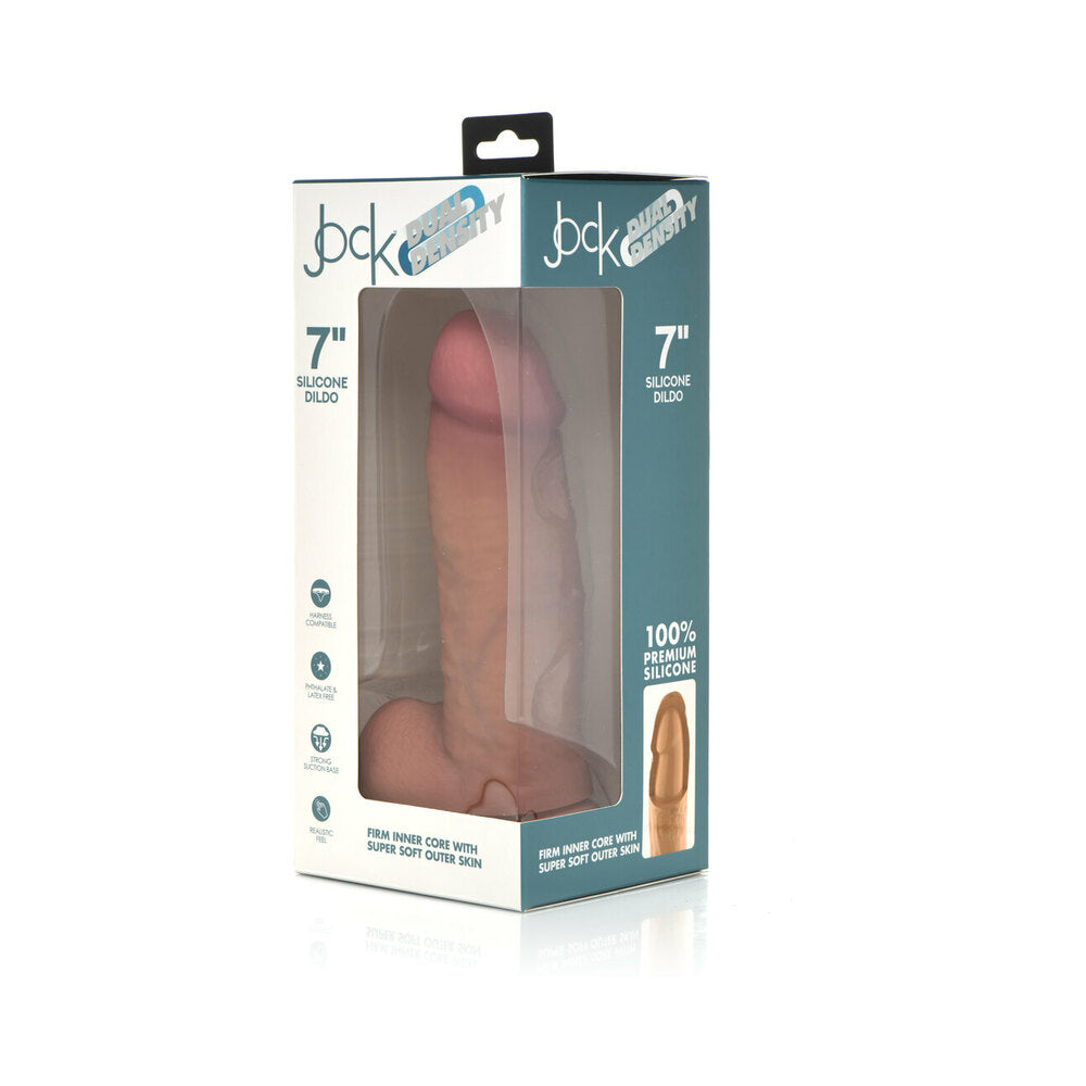 NOVEDADES CURVE - JUGUETE ERÓTICO CURVE JOCK DUAL DENSITY DILDO DE SILICONA DE 7 PULGADAS CON TESTÍCULOS Y VENTOSA LUMINOSA