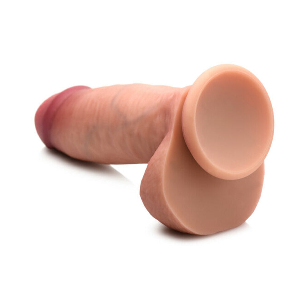 NOVEDADES CURVE - JUGUETE ERÓTICO CURVE JOCK DUAL DENSITY DILDO DE SILICONA DE 7 PULGADAS CON TESTÍCULOS Y VENTOSA LUMINOSA