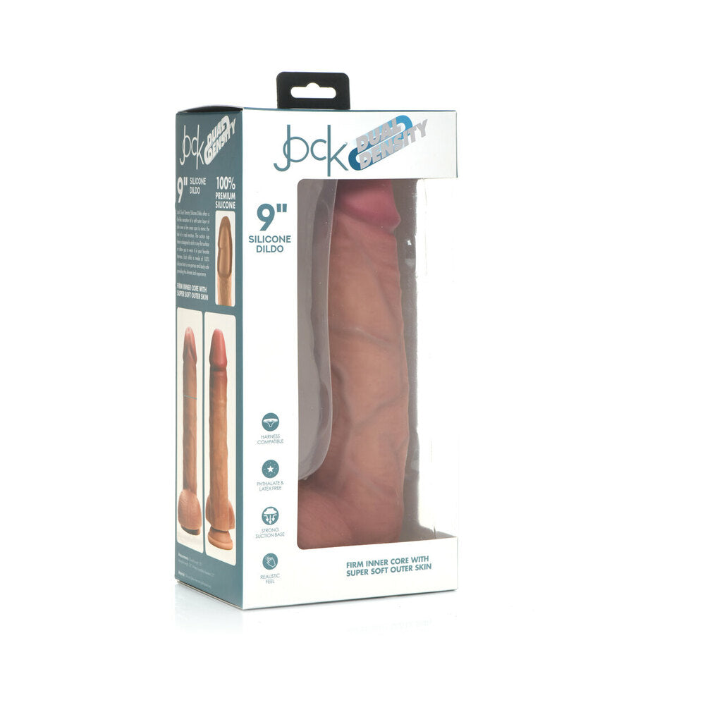CURVE NOVELTIES - CURVE TOYS JOCK DUAL DENSITY 9 IN. SILICONE DILDO WITH BALLS & SUCTION CUP LIGHT