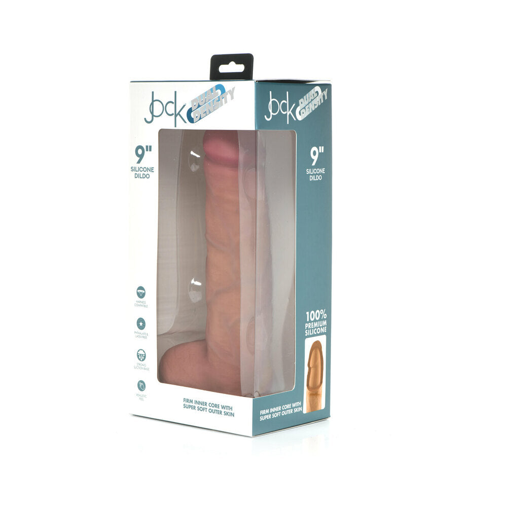 CURVE NOVELTIES - CURVE TOYS JOCK DUAL DENSITY 9 IN. SILICONE DILDO WITH BALLS & SUCTION CUP LIGHT