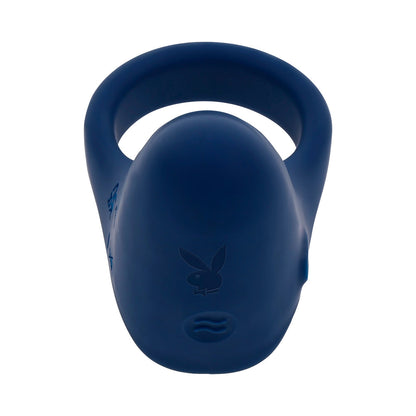 PLAYBOY PLEASURE POINT RECHARGEABLE COCKRING SILICONE NAVY BLUE