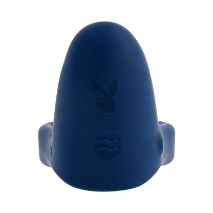 PLAYBOY PLEASURE POINT RECHARGEABLE COCKRING SILICONE NAVY BLUE