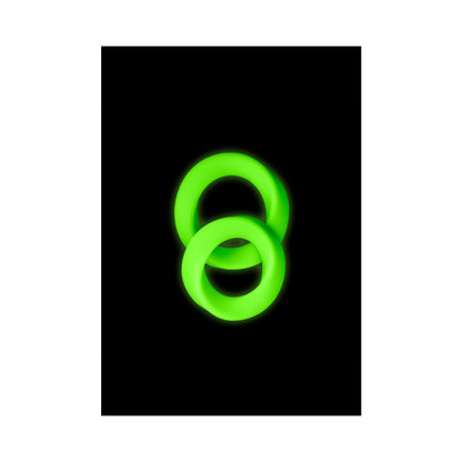 OUCH! GLOW IN THE DARK 2-PIECE SILICONE COCKRING SET NEON GREEN