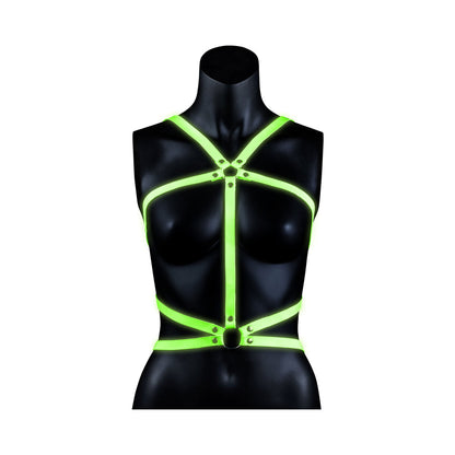 OUCH! GLOW IN THE DARK BODY HARNESS NEON GREEN L/XL