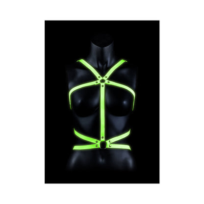OUCH! GLOW IN THE DARK BODY HARNESS NEON GREEN L/XL