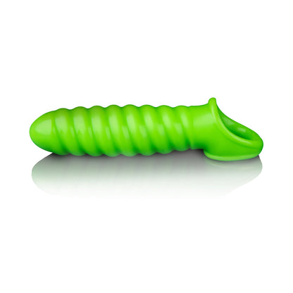 OUCH! GLOW IN THE DARK SWIRL STRETCHY 6.2 IN. PENIS SLEEVE NEON GREEN