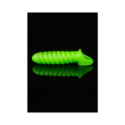 OUCH! GLOW IN THE DARK SWIRL STRETCHY 6.2 IN. PENIS SLEEVE NEON GREEN