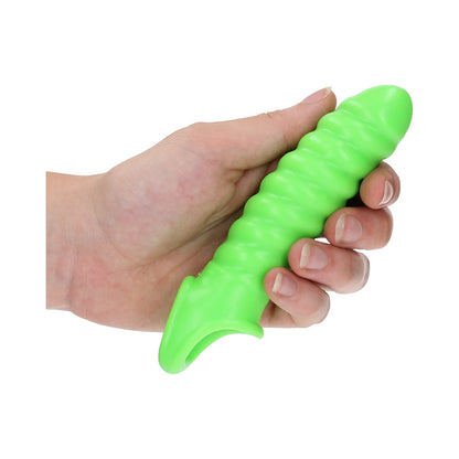 OUCH! GLOW IN THE DARK SWIRL STRETCHY 6.2 IN. PENIS SLEEVE NEON GREEN