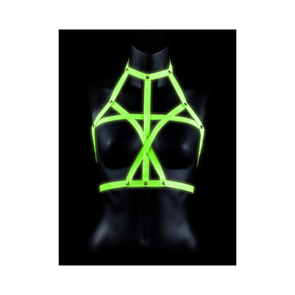 OUCH! GLOW IN THE DARK BRA HARNESS NEON GREEN S/M