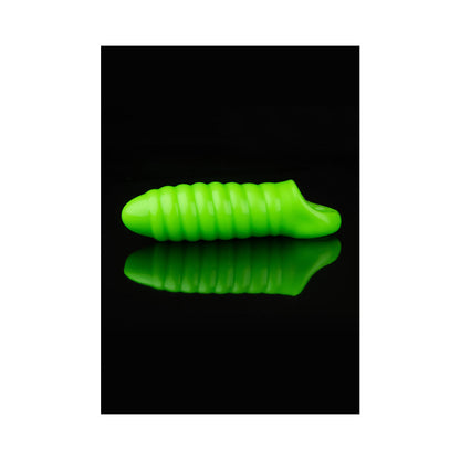 OUCH! GLOW IN THE DARK SWIRL THICK STRETCHY 6.3 IN. PENIS SLEEVE NEON GREEN