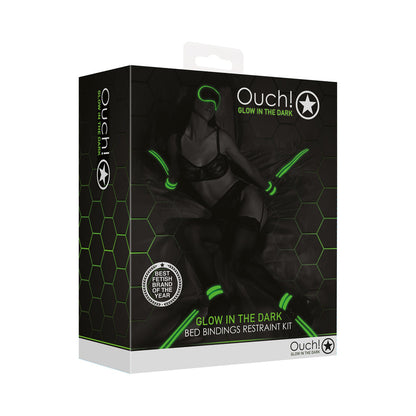 OUCH! GLOW IN THE DARK BED BINDINGS RESTRAINT KIT NEON GREEN