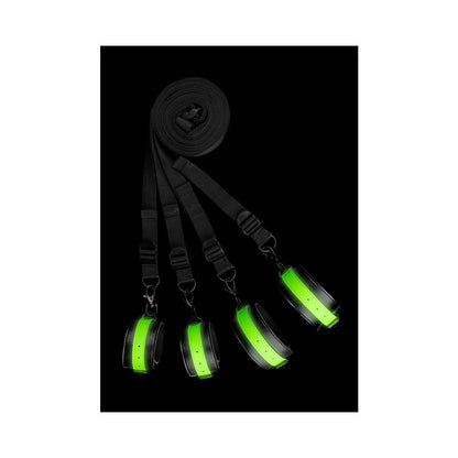 OUCH! GLOW IN THE DARK BED BINDINGS RESTRAINT KIT NEON GREEN