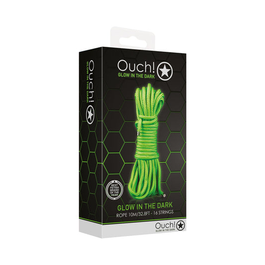 SHOTS - OUCH! GLOW IN THE DARK ROPE 10 M / 33 FT. NEON GREEN