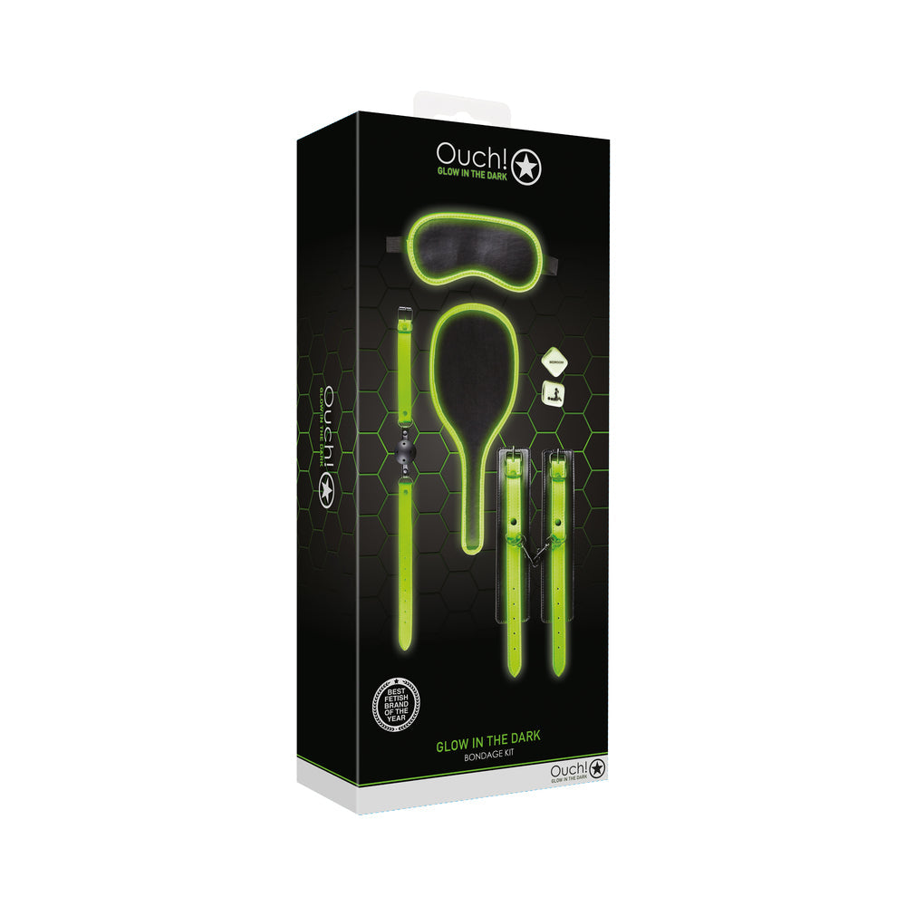 OUCH! GLOW IN THE DARK 7-PIECE BONDAGE KIT NEON GREEN
