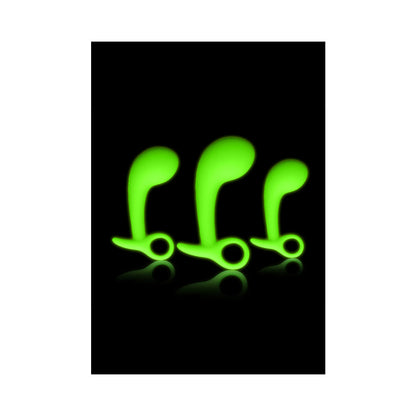 OUCH! GLOW IN THE DARK PROSTATE KIT 3-PIECE ANAL PLUG SET NEON GREEN
