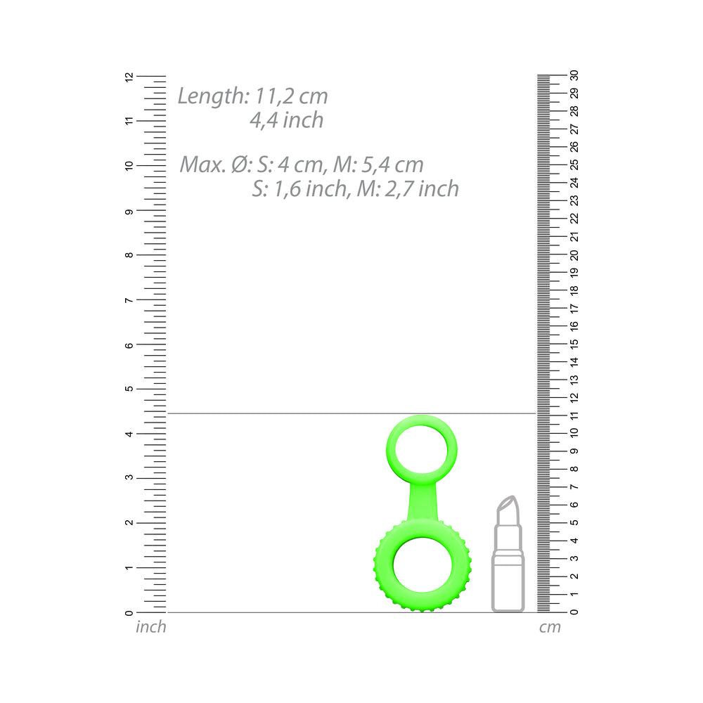 OUCH! GLOW IN THE DARK COCKRING & BALL STRAP NEON GREEN