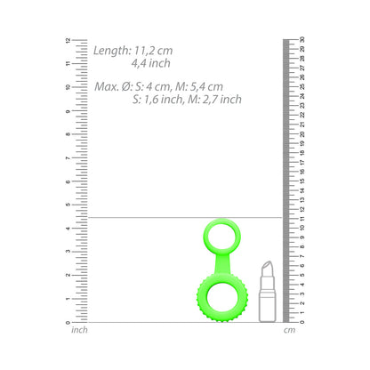 OUCH! GLOW IN THE DARK COCKRING & BALL STRAP NEON GREEN