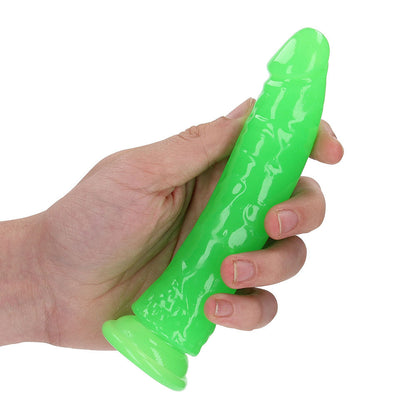 SHOTS - REALROCK GLOW IN THE DARK SLIM 6 IN. DILDO NEON GREEN