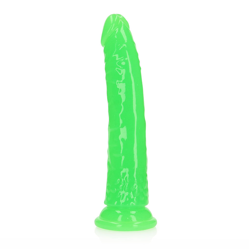 SHOTS - REALROCK GLOW IN THE DARK SLIM 7 IN. DILDO NEON GREEN