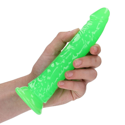 SHOTS - REALROCK GLOW IN THE DARK SLIM 7 IN. DILDO NEON GREEN