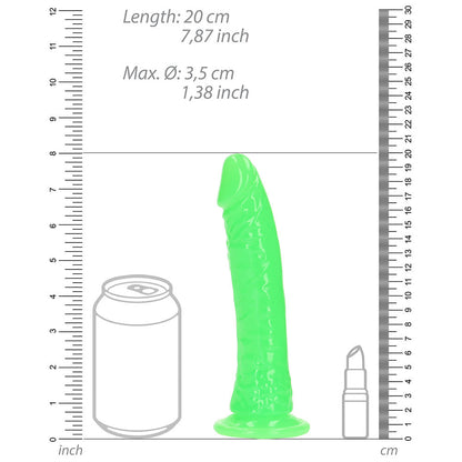 SHOTS - REALROCK GLOW IN THE DARK SLIM 7 IN. DILDO NEON GREEN