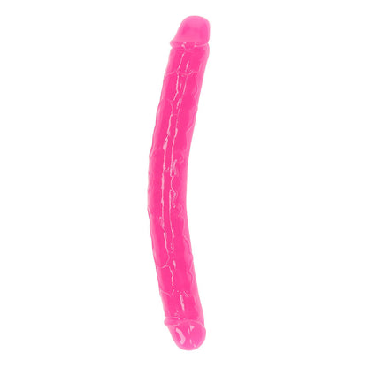 SHOTS - REALROCK GLOW IN THE DARK DOUBLE DONG 12 IN. DUAL-ENDED DILDO NEON PINK