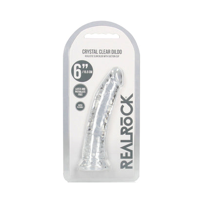 REALROCK CRYSTAL CLEAR SLIM 6 IN. DILDO CLEAR