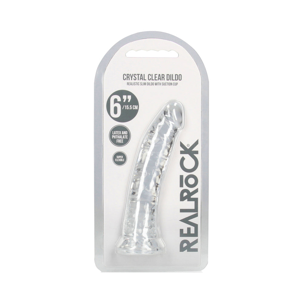 REALROCK CRYSTAL CLEAR SLIM 6 IN. DILDO CLEAR