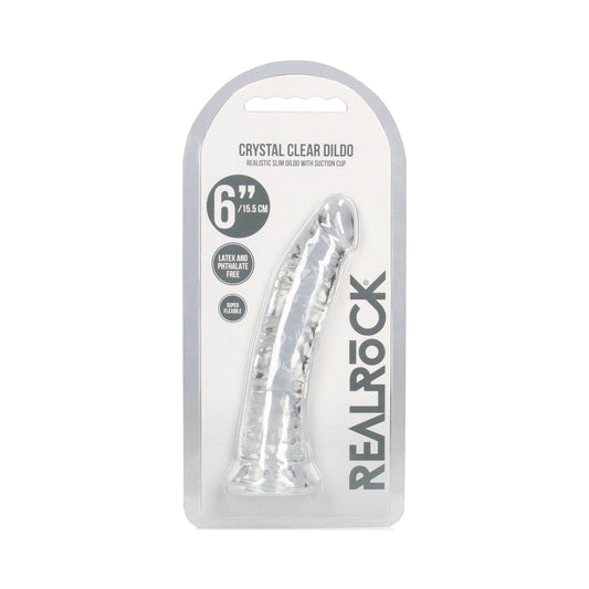 SHOTS - REALROCK CRYSTAL CLEAR SLIM 6 IN. DILDO CLEAR