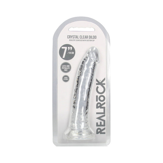 SHOTS - REALROCK CRYSTAL CLEAR SLIM 7 IN. DILDO CLEAR