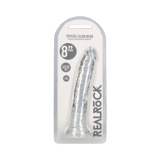 REALROCK CRYSTAL CLEAR SLIM 8 IN. DILDO CLEAR