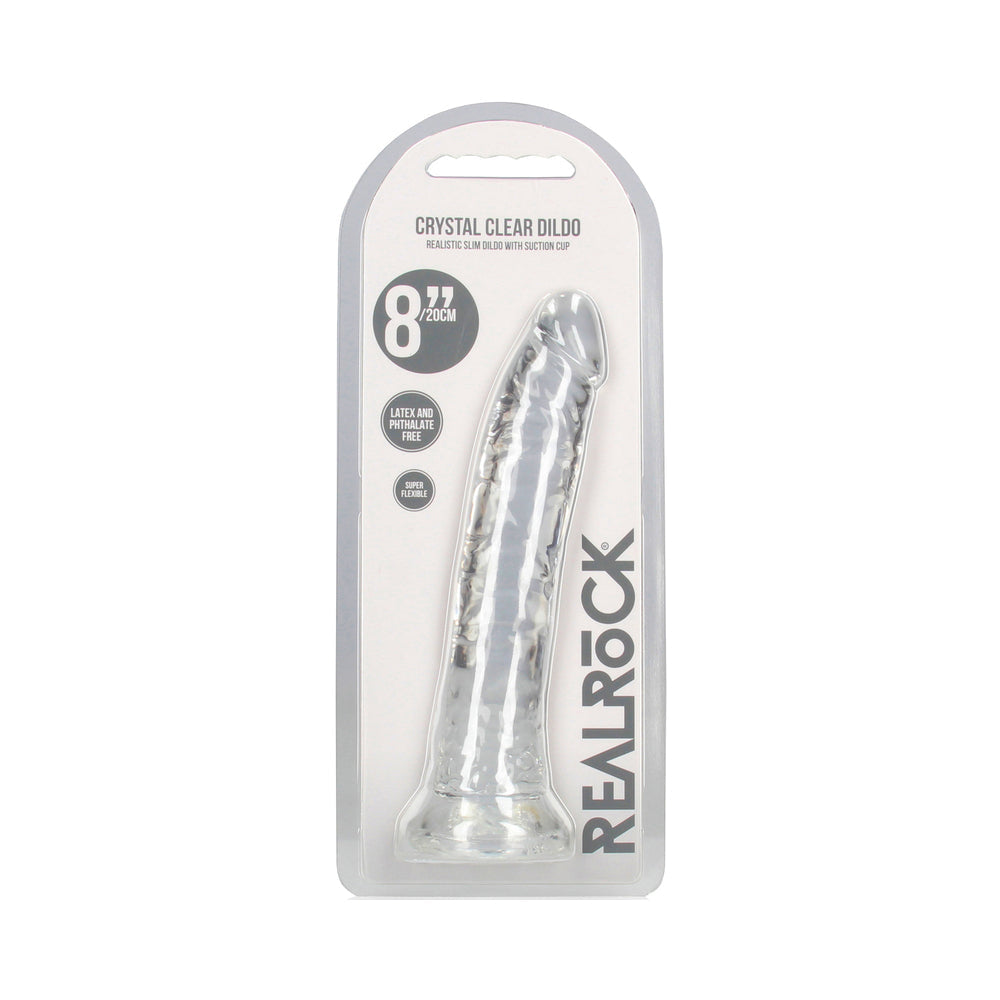 SHOTS - REALROCK CRYSTAL CLEAR SLIM 8 IN. DILDO CLEAR