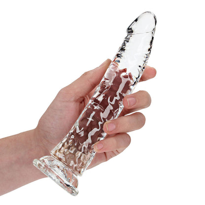 SHOTS - REALROCK CRYSTAL CLEAR SLIM 8 IN. DILDO CLEAR