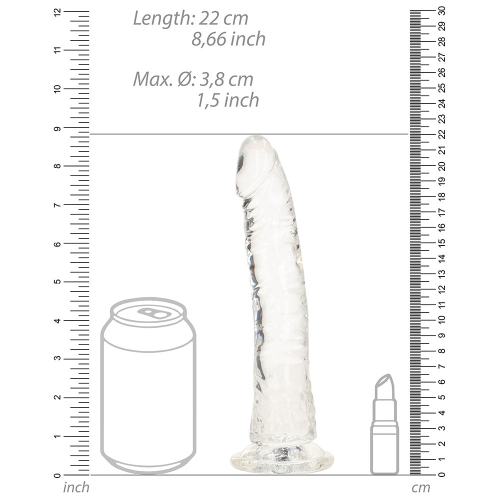 SHOTS - REALROCK CRYSTAL CLEAR SLIM 8 IN. DILDO CLEAR