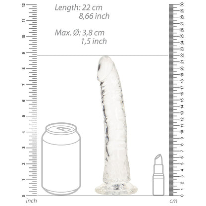 SHOTS - REALROCK CRYSTAL CLEAR SLIM 8 IN. DILDO CLEAR