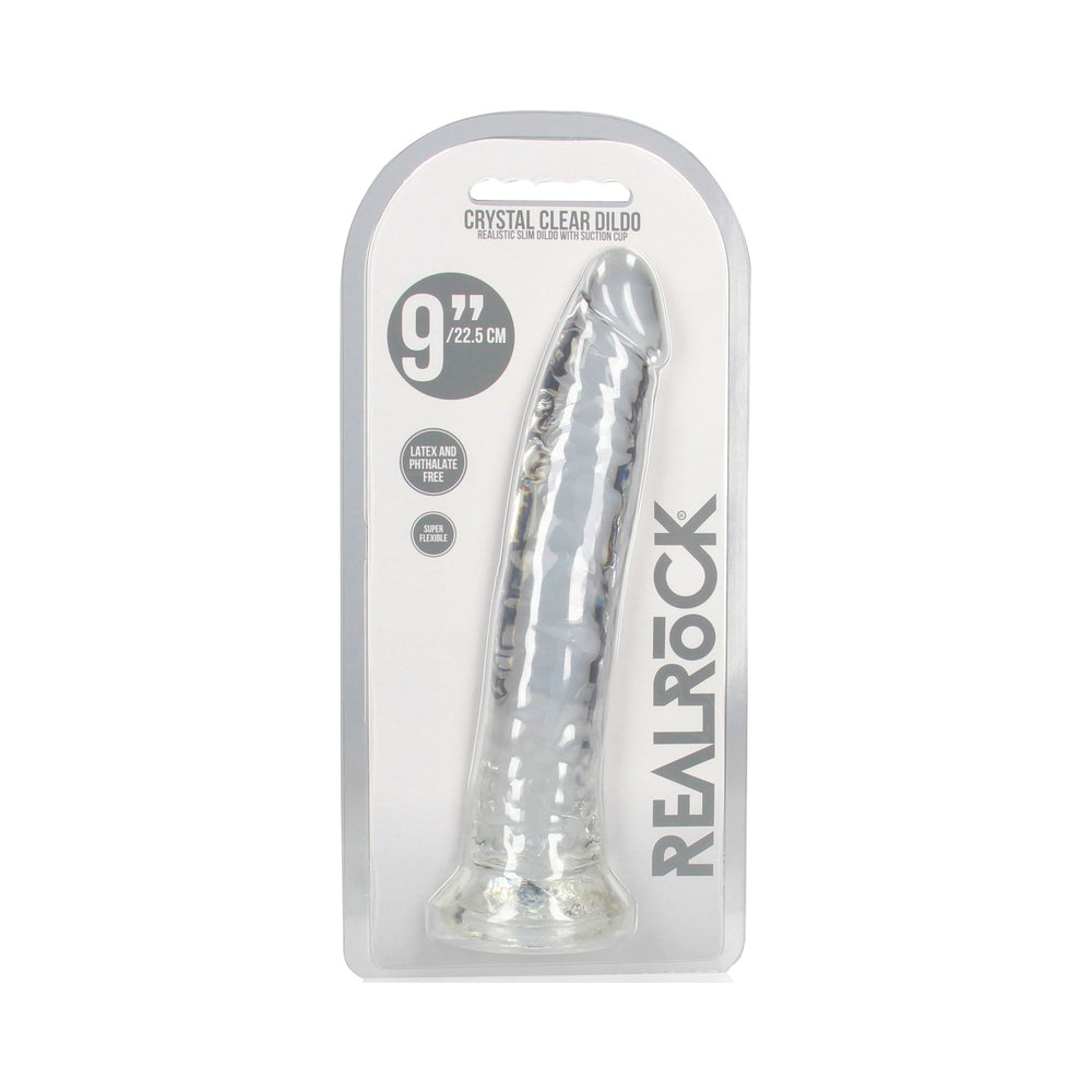 SHOTS - REALROCK CRYSTAL CLEAR SLIM 9 IN. DILDO CLEAR
