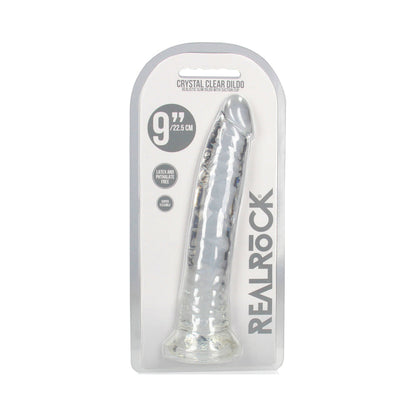 SHOTS - REALROCK CRYSTAL CLEAR SLIM 9 IN. DILDO CLEAR